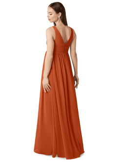 Azazie Yetta Brautjungfernkleider für Schwangere A-Linie V-Hals Versammelt Chiffon Bodenlänge Kleid image5