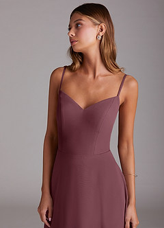Azazie Marley Jurken voor bruidsmeisjes Converteerbaar Jurk van Chiffon met A-Lijn Off the Shoulder Sangria image2