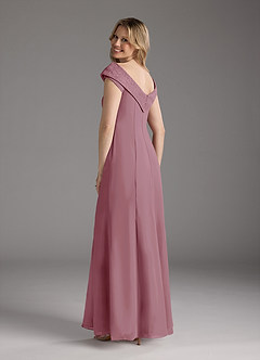 Azazie Cupid Mother of the Bride Dresses Vintage Mauve A-Line Boatneck Lace Chiffon Dress image2
