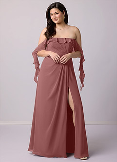 Barbie ♥ Azazie Bridesmaid Dresses Desert Rose A-Line Off the Shoulder Chiffon Convertible Dress image10