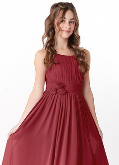 Azazie Astrid Junior Eucalyptus A-Line Floral Chiffon Dress image1