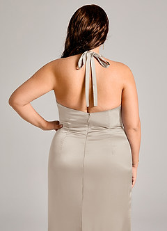 Azazie Valerie Suknie dla druhen Syrena Pofałdowany Satyna elastyczna Do ziemi Sukienka image8