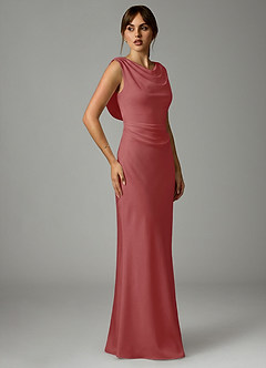 Azazie Kieryn Bridesmaid Dresses Antique Rose Mermaid Pleated Stretch Satin Dress image4