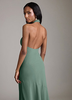 Azazie Lorena Bridesmaid Dresses Sea Moss Mermaid Pleated Chiffon Dress image6