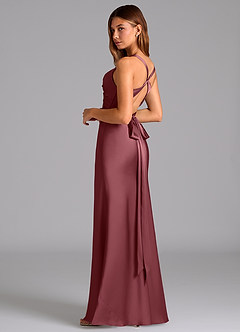 Azazie Hati Bridesmaid Dresses Desert Rose Mermaid Stretch Satin Dress image6