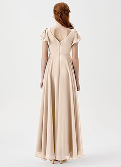 Azazie Caria Junior Robe Trapèze en Mousseline de soie Plissée Albâtre Blanc image4