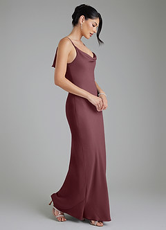 Azazie Veronica Bridesmaid Dresses Sangria Sheath Chiffon Dress image3