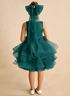 Azazie Tinie Flower Girl Dresses Peacock Ball-Gown Bow Tulle Dress image6