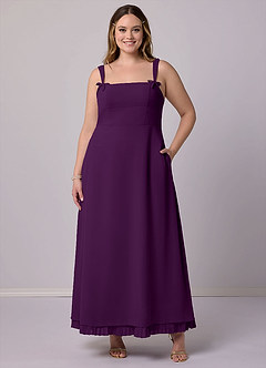 Barbie ♥ Azazie Bridesmaid Dresses Grape A-Line Pleated Chiffon Dress image9