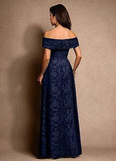 Azazie New Britain Moeder van de bruid jurken A-Lijn Jurk van Bloemen Burn-out Geplooid Donkere Marine image3