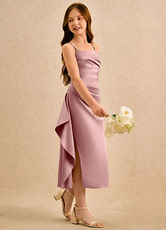 Azazie Canna Flower Girl Klänningar Klä A-Line i Stretch Satin Plisserad image1