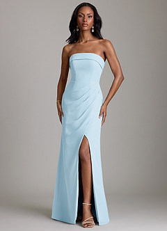 Azazie Aretha Brautjungfernkleider A-Linie Schulterfrei Chiffon Kleid Himmelblau image1