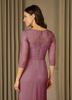Azazie Zolla Mother of the Bride Dresses Vintage Mauve A-Line Lace Chiffon Dress image6