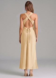 Azazie Evadne Brautjungfernkleider Etui Plissee Stretch-Satin Kleid Gold image5