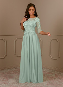 Azazie Harriet Mother of the Bride Dresses Agave A-Line Scoop lace Mesh Dress image3