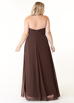 Azazie Tessie 신부 들러리 드레스 A라인 주름진 쉬폰 바닥 길이 드레스 image7