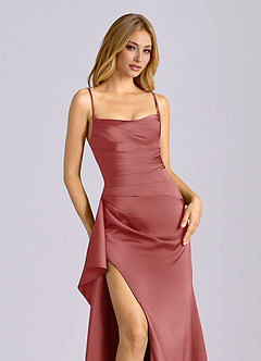 Azazie Sarai Abiti da Damigella Abito Tubino in Raso Elasticizzato Corsetto Rosa Antica image4
