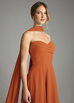 Azazie Ayla Abiti da Damigella Abito A-Line in Chiffon Scollo a Cuore Cannella image6