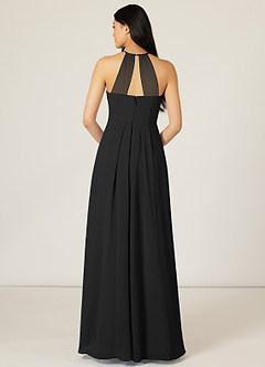 Azazie Sarah Bridesmaid Dresses Black Empire Pleated Chiffon Dress image2