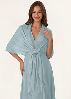 front Azazie Soft Wool Blend Textured Frayed Edge Shawl