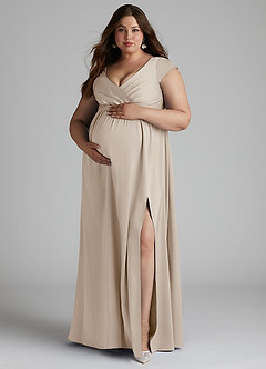 Azazie Allessia Abiti da damigella d'onore premaman Abito A-Line Plissettato Raso Elasticizzato Floor-Length image11