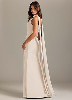 Azazie Kinsley Bridesmaid Dresses White Alabaster Mermaid Side Slit Stretch Satin Dress image6