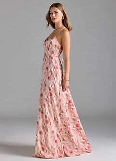 Azazie Mei Bridesmaid Dresses Demure Roses A-Line V-Neck Stretch Satin Dress image5