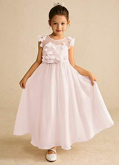 Azazie Arlo Flower Girl Dresses Rose Petal A-Line Bow Chiffon Dress image1