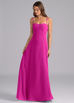 Azazie Valentine Jurken voor bruidsmeisjes Jurk van Chiffon met A-Lijn Korset Fuchsia image3