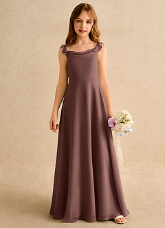 Azazie Puppy Girls Formal Flower Girl Dresses Espresso A-Line Pleated Chiffon Dress image5