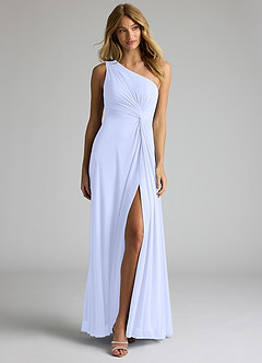 Azazie Brooke Bridesmaid Dresses Lavender A-Line One Shoulder Mesh Dress image4