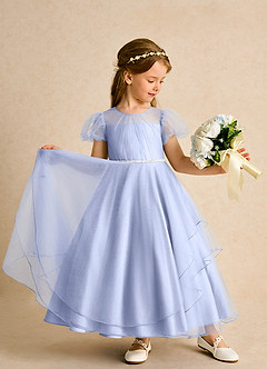 Azazie Duckie Blumenmädchenkleider Ballkleid Plissee Tüll Kleid Eis image3