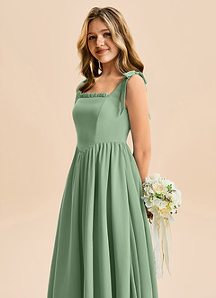 Azazie Delia Junior Abito A-Line in Chiffon Fiocco Matcha image7