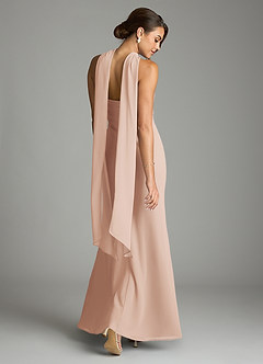 Azazie Saylor Vestidos de damas de honor Vestido de Rosa Inglesa de Gasa de Corte Sirena con Sin tirantes image9