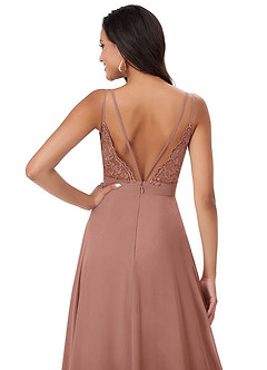 Azazie Lennon Bridesmaid Dresses Cedar Rose A-Line Lace Chiffon Dress image2