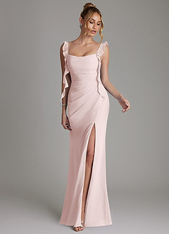 Azazie Jessamine Bridesmaid Dresses Blushing Pink Mermaid Corset Chiffon Dress image4