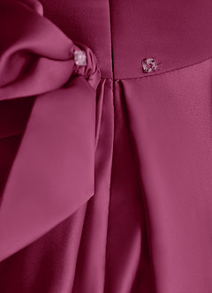 Azazie Lady Flower Girl Dresses Mulberry A-Line Pleated Matte Satin Dress image6
