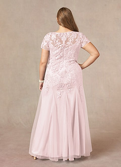 Azazie Laurie Mother of the Bride Dresses Blushing Pink Mermaid Scoop Sequins Tulle Dress image10