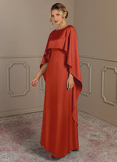 Azazie Eli vestidos de madre de la novia Vestido de Óxido de Satén Elástico de Recto con Cuello de barco image3
