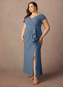 Azazie Tana Mother of the Bride Dresses Twilight Mermaid V-Neck Pleated Stretch Crepe Dress image8