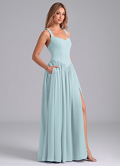Azazie Francis Bridesmaid Dresses Mist A-Line Corset Chiffon Dress image6