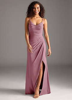 Azazie Deandra Bridesmaid Dresses Vintage Mauve Mermaid Pleated Chiffon Dress image5