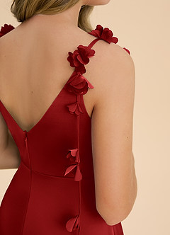 Azazie Gumdrop Junior 엠파이어 주름진 스트레치 새틴 플로어 길이 주니어 신부 들러리 드레스 image6