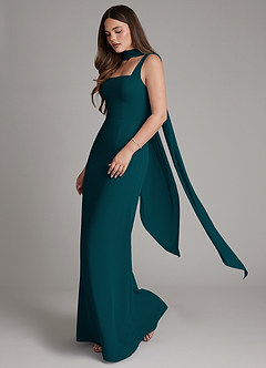 Azazie Katya Bridesmaid Dresses Pine Mermaid Square Neckline Chiffon Convertible Dress image4