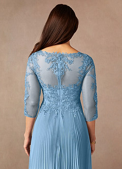 Azazie Corinne Mother of the Bride Dresses Steel Blue A-Line Sequins Chiffon Dress image7