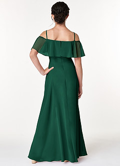 Azazie Maggie Junior Emerald A-Line Off the Shoulder Chiffon Dress image2