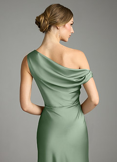 Azazie Emerson Bridesmaid Dresses Matcha Mermaid Off the Shoulder Stretch Satin Dress image7