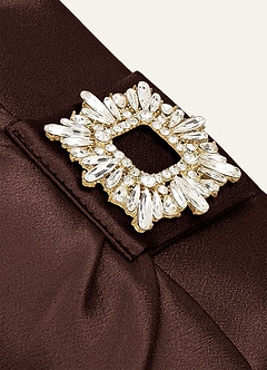 front Matchende farve stretch satin rhinsten firkantet spænde clutch