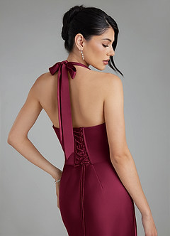 Azazie Torrance Bridesmaid Dresses Burgundy Mermaid Corset Stretch Satin Dress image2