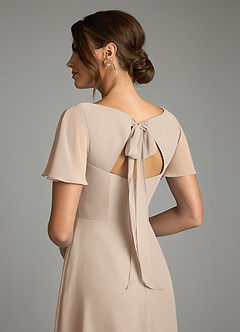 Azazie Kimber Bridesmaid Dresses Taupe A-Line Flounce Sleeve Chiffon Dress image8